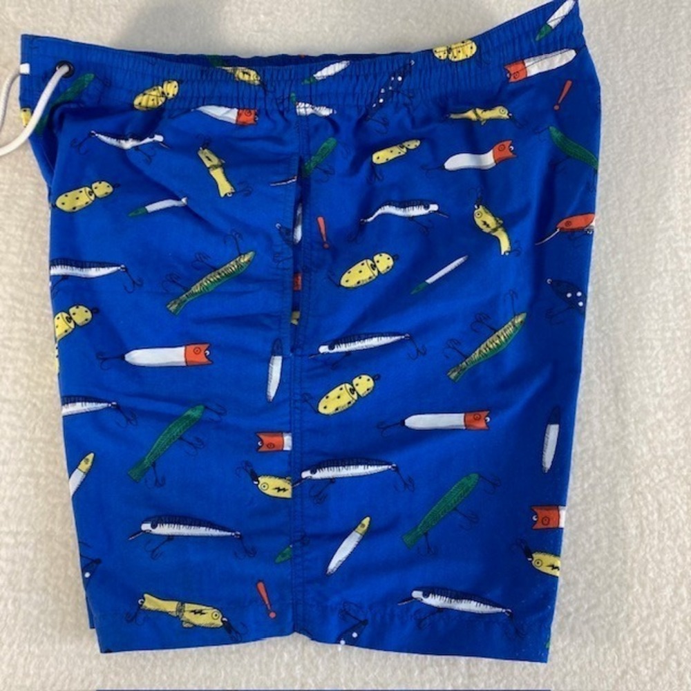 Vintage Lacoste Live  Fishing Lure all over Mens shorts Blue 32 x 15 1/4